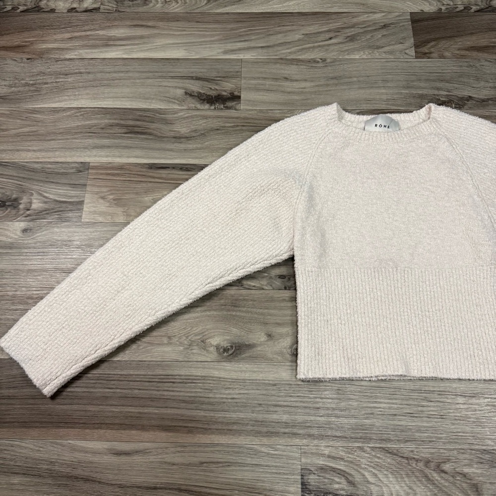 ROHE Arzi Organic Cotton-Blend Knit Sweater in Off White Size 36 US 4 - Picture 3 of 12